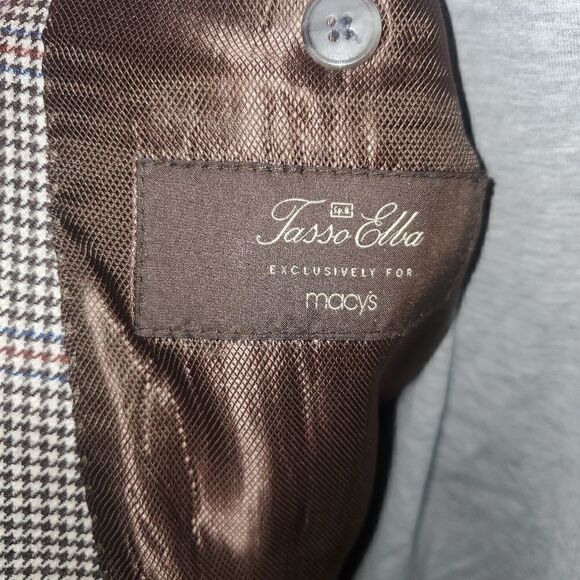 Tasso Elba Men's Wool & Cashmere Multicolor Houndstooth Sport Coat Size 42 Long - Picture 6 of 8